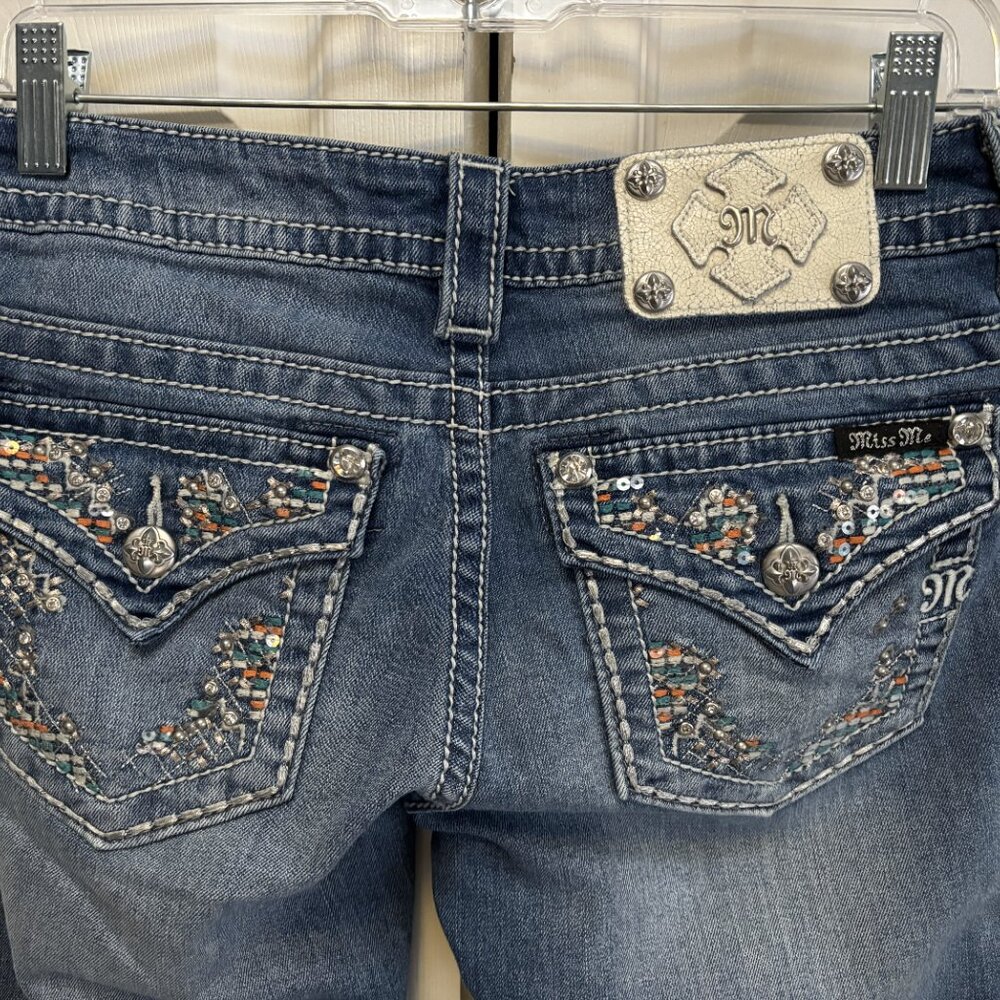 Miss Me Embellished Bootcut Jeans Size 28x30 Bling Pockets - Picture 3 of 5